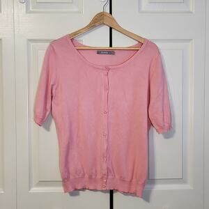 2Sable Women's Pink 1/2 Sleeve Cardigan Size LG Button Front Lightweight Soft
